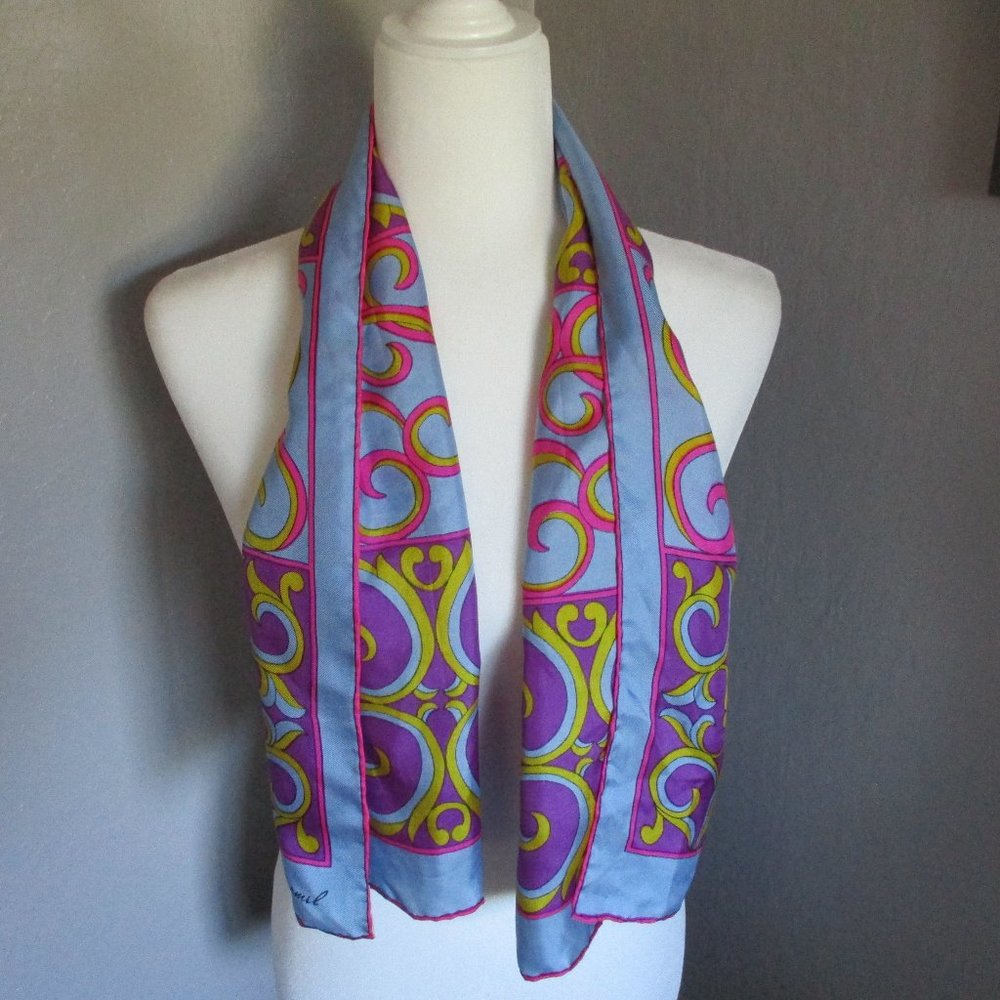 Abstract scrolls 1950s silk scarf